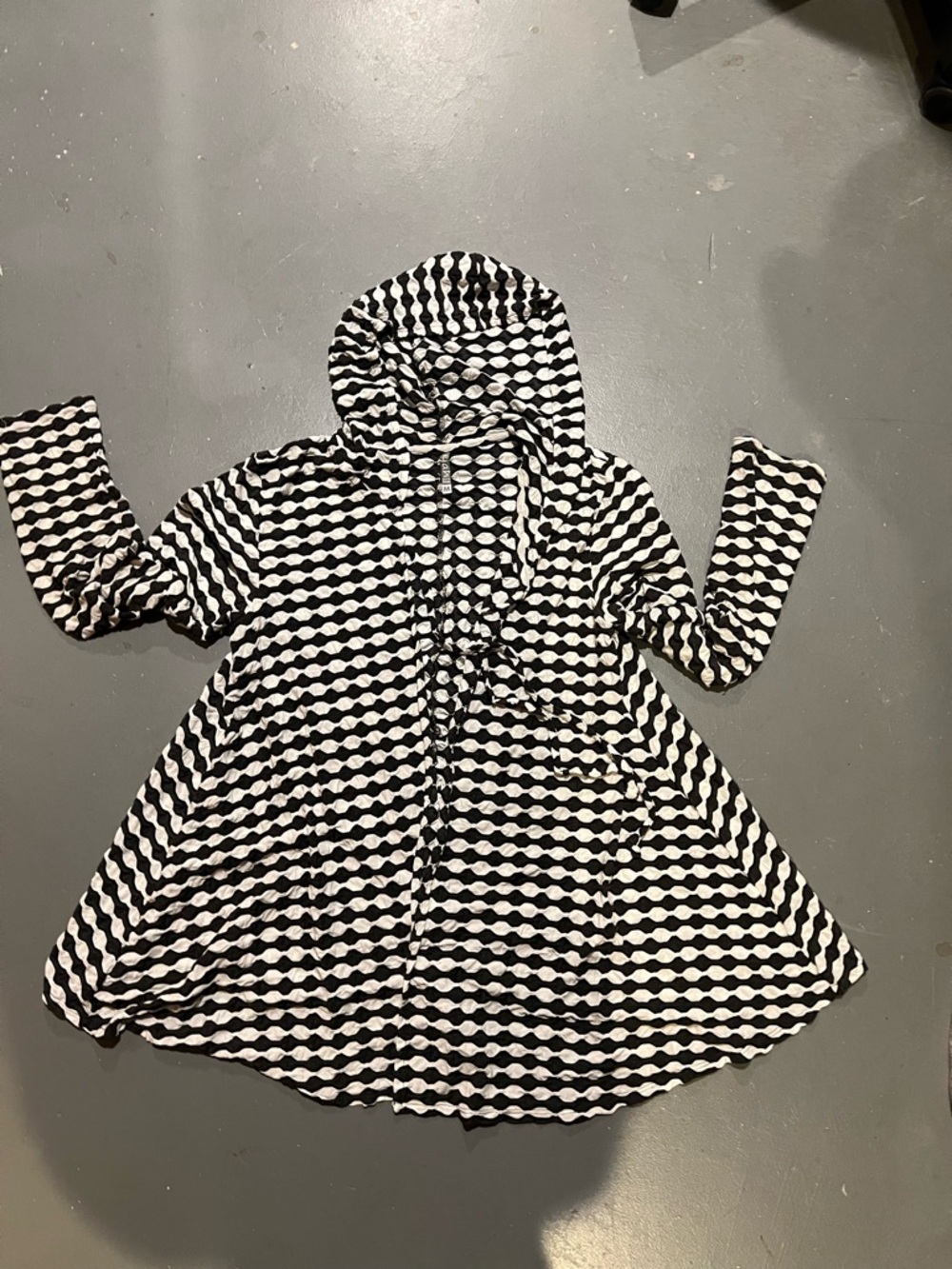 Black & White Patterned Hooded cardigan